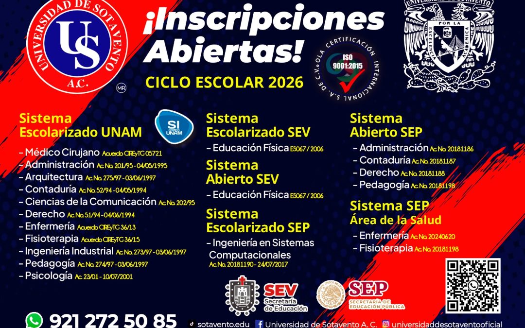Inscripciones Abiertas 2026: tu futuro comienza en la Universidad de Sotavento